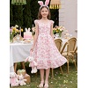 image:imageGRACE KARIN Girls Floral Summer Dresses Flutter Sleeve Maxi Smocked Flower Holiday Flowy Dress 716YPink Flower