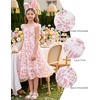 image:imageGRACE KARIN Girls Floral Summer Dresses Flutter Sleeve Maxi Smocked Flower Holiday Flowy Dress 716YPink Flower