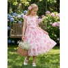 image:imageGRACE KARIN Girls Floral Summer Dresses Flutter Sleeve Maxi Smocked Flower Holiday Flowy Dress 716YPink Flowers