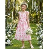 image:imageGRACE KARIN Girls Floral Summer Dresses Flutter Sleeve Maxi Smocked Flower Holiday Flowy Dress 716YPink Flowers
