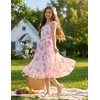 image:imageGRACE KARIN Girls Floral Summer Dresses Flutter Sleeve Maxi Smocked Flower Holiday Flowy Dress 716YPink Flowers