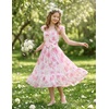 image:imageGRACE KARIN Girls Floral Summer Dresses Flutter Sleeve Maxi Smocked Flower Holiday Flowy Dress 716YPink Flowers