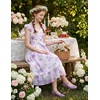 image:imageGRACE KARIN Girls Floral Summer Dresses Flutter Sleeve Maxi Smocked Flower Holiday Flowy Dress 716YPurple Floral