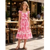 image:imageGRACE KARIN Girls Floral Summer Dresses Flutter Sleeve Maxi Smocked Flower Holiday Flowy Dress 716YRose Pink