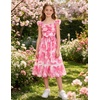 image:imageGRACE KARIN Girls Floral Summer Dresses Flutter Sleeve Maxi Smocked Flower Holiday Flowy Dress 716YRose Pink