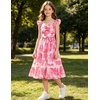 image:imageGRACE KARIN Girls Floral Summer Dresses Flutter Sleeve Maxi Smocked Flower Holiday Flowy Dress 716YRose Pink
