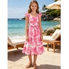 image:imageGRACE KARIN Girls Floral Summer Dresses Flutter Sleeve Maxi Smocked Flower Holiday Flowy Dress 716YRose Pink