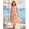 image:imageGRACE KARIN Girls Floral Summer Dresses Flutter Sleeve Maxi Smocked Flower Holiday Flowy Dress 716YRose Red Floralorange