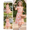 image:imageGRACE KARIN Girls Floral Summer Dresses Flutter Sleeve Maxi Smocked Flower Holiday Flowy Dress 716YRose Red Floralorange