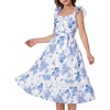 image:imageGRACE KARIN Girls Floral Summer Dresses Flutter Sleeve Maxi Smocked Flower Holiday Flowy Dress 716YBlue Floral