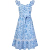 image:imageGRACE KARIN Girls Floral Summer Dresses Flutter Sleeve Maxi Smocked Flower Holiday Flowy Dress 716YBlue Leaves