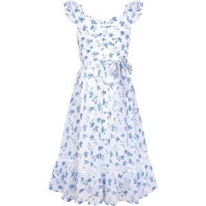image:imageGRACE KARIN Girls Floral Summer Dresses Flutter Sleeve Maxi Smocked Flower Holiday Flowy Dress 716YBlue Flower