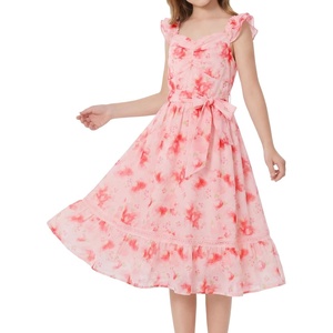 image:imageGRACE KARIN Girls Floral Summer Dresses Flutter Sleeve Maxi Smocked Flower Holiday Flowy Dress 716YPink Floral