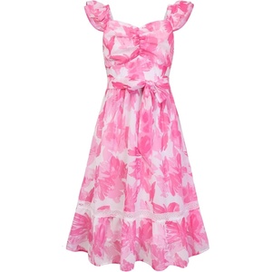 image:imageGRACE KARIN Girls Floral Summer Dresses Flutter Sleeve Maxi Smocked Flower Holiday Flowy Dress 716YRose Pink