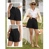 image:imageGRACE KARIN Linen Shorts for Women Summer Beach Vacation Aline Wide Leg High Waist Shorts Comfy Lounge with PocketsBlack