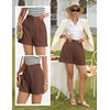 image:imageGRACE KARIN Linen Shorts for Women Summer Beach Vacation Aline Wide Leg High Waist Shorts Comfy Lounge with PocketsBrown