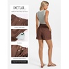 image:imageGRACE KARIN Linen Shorts for Women Summer Beach Vacation Aline Wide Leg High Waist Shorts Comfy Lounge with PocketsBrown