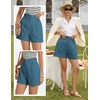image:imageGRACE KARIN Linen Shorts for Women Summer Beach Vacation Aline Wide Leg High Waist Shorts Comfy Lounge with PocketsDenim Blue
