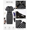 image:imageGRACE KARIN Women Summer Work Dress 2026 Short Sleeve Bodycon Tweed Dresses Button Knee Length Pencil Business Causal OutfitsBlack