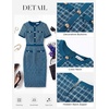 image:imageGRACE KARIN Women Summer Work Dress 2026 Short Sleeve Bodycon Tweed Dresses Button Knee Length Pencil Business Causal OutfitsDeep Peacock Blue