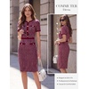 image:imageGRACE KARIN Women Summer Work Dress 2026 Short Sleeve Bodycon Tweed Dresses Button Knee Length Pencil Business Causal OutfitsWine