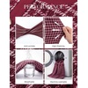 image:imageGRACE KARIN Women Summer Work Dress 2026 Short Sleeve Bodycon Tweed Dresses Button Knee Length Pencil Business Causal OutfitsWine