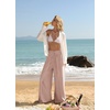 image:imageGRACE KARIN Womens Wide Leg Summer Pants Flowy Side Split Palazzo Beach Pants Boho Drawstring High Waisted TrousersLight Pink