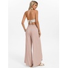 image:imageGRACE KARIN Womens Wide Leg Summer Pants Flowy Side Split Palazzo Beach Pants Boho Drawstring High Waisted TrousersLight Pink