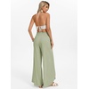 image:imageGRACE KARIN Womens Wide Leg Summer Pants Flowy Side Split Palazzo Beach Pants Boho Drawstring High Waisted TrousersShell Green