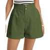 image:imageGRACE KARIN Linen Shorts for Women Summer Beach Vacation Aline Wide Leg High Waist Shorts Comfy Lounge with PocketsArmy Green