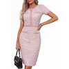 image:imageGRACE KARIN Women Summer Work Dress 2026 Short Sleeve Bodycon Tweed Dresses Button Knee Length Pencil Business Causal OutfitsLight Pink