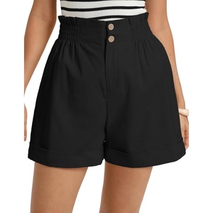 image:imageGRACE KARIN Linen Shorts for Women Summer Beach Vacation Aline Wide Leg High Waist Shorts Comfy Lounge with PocketsBlack