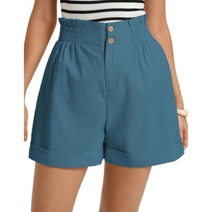 image:imageGRACE KARIN Linen Shorts for Women Summer Beach Vacation Aline Wide Leg High Waist Shorts Comfy Lounge with PocketsDenim Blue