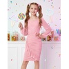 image:imageGRACE KARIN Girls Formal Dress Teen Party Prom Long Sleeve Fitted Bodycon Tween Dance Dresses for 714 YearsPink