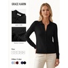 image:imageGRACE KARIN Cardigan Sweaters for Women Lightweight Trendy Long Sleeve Cardigans Lapel Collar Button Down Knit TopsBlack