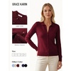 image:imageGRACE KARIN Cardigan Sweaters for Women Lightweight Trendy Long Sleeve Cardigans Lapel Collar Button Down Knit TopsBurgundy