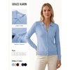 image:imageGRACE KARIN Cardigan Sweaters for Women Lightweight Trendy Long Sleeve Cardigans Lapel Collar Button Down Knit TopsPale Blue