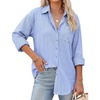 image:imageGRACE KARIN Womens 2026 Cotton Button Down Blouses Dressy Casual Long Sleeve Shirts Trendy Summer Collared Work TopsSky Blue