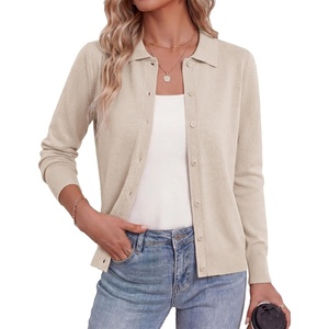 image:imageGRACE KARIN Cardigan Sweaters for Women Lightweight Trendy Long Sleeve Cardigans Lapel Collar Button Down Knit TopsBeige