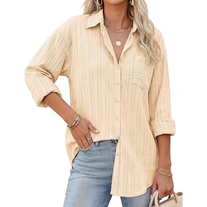 image:imageGRACE KARIN Womens 2026 Cotton Button Down Blouses Dressy Casual Long Sleeve Shirts Trendy Summer Collared Work TopsApricot