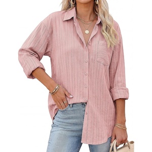 image:imageGRACE KARIN Womens 2026 Cotton Button Down Blouses Dressy Casual Long Sleeve Shirts Trendy Summer Collared Work TopsDusty Pink