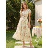 image:imageGRACE KARIN 2026 Women Summer DressMaxi Short Sleeve Floral DressesSemi Formal Flowy Wedding Guest Dress with PocketRice With Light Orange Flowers