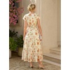image:imageGRACE KARIN 2026 Women Summer DressMaxi Short Sleeve Floral DressesSemi Formal Flowy Wedding Guest Dress with PocketRice With Light Orange Flowers