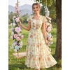 image:imageGRACE KARIN 2026 Women Summer DressMaxi Short Sleeve Floral DressesSemi Formal Flowy Wedding Guest Dress with PocketRice With Light Orange Flowers