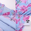 image:imageGRACE KARIN 2026 Women Summer DressMaxi Short Sleeve Floral DressesSemi Formal Flowy Wedding Guest Dress with PocketSky Blue With Pink Flowers