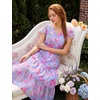image:imageGRACE KARIN 2026 Women Summer DressMaxi Short Sleeve Floral DressesSemi Formal Flowy Wedding Guest Dress with PocketSky Blue With Pink Flowers