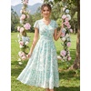 image:imageGRACE KARIN 2026 Women Summer DressMaxi Short Sleeve Floral DressesSemi Formal Flowy Wedding Guest Dress with PocketWhite With Blue and Green Flowers