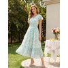 image:imageGRACE KARIN 2026 Women Summer DressMaxi Short Sleeve Floral DressesSemi Formal Flowy Wedding Guest Dress with PocketWhite With Blue and Green Flowers