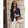 image:imageGRACE KARIN Cardigan Sweaters for Women 2026 Button Down Long Sleeve Cardigans Scalloped Open Front Lightweight SweaterNavy Blue