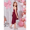 image:imageGRACE KARIN Girls Formal Party Dress Bow Back High Low Birthday Graduation Dance Flower Girl Bridesmaid Wedding 714Burgundy